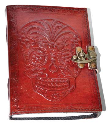 Day of the Dead leather blank book w/ latch