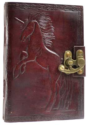 Unicorn leather blank book w/ latch