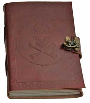 5" x 7" Skull & Bones leather blank book w/ latch