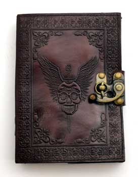 Skull with Wings leather blank book w/ latch