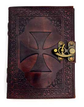 Knights Templar leather blank book w/ latch