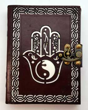 Hamsa Hand (die cut) leather blank book w/ latch