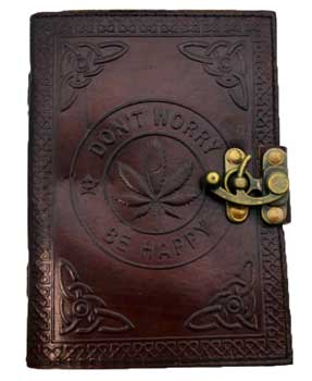 Don't Worry Be Happy leather blank book w/ latch